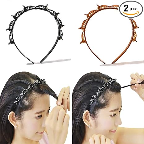 Headbands with Hair Clips for Women and Girls - Headband with Double Layer Twist, Hairstyle