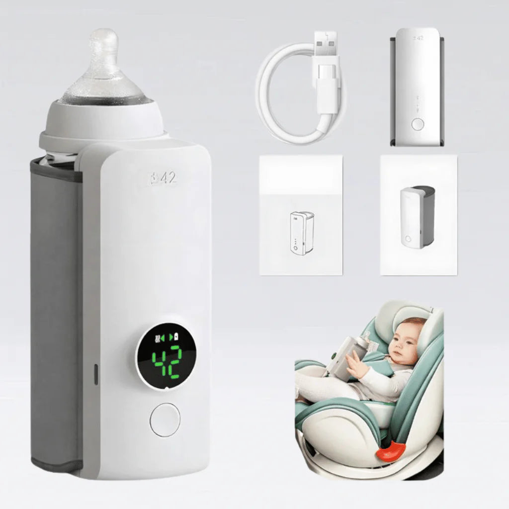 Portable Baby Feeder Warmer with LCD display | Rechargeable Bottle Warmer, Travel Friendly Milk Heater for Babies