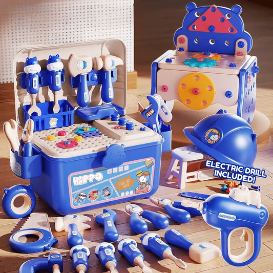 Hippo all in one tool hun DIY montessori tool box set 92 pcs