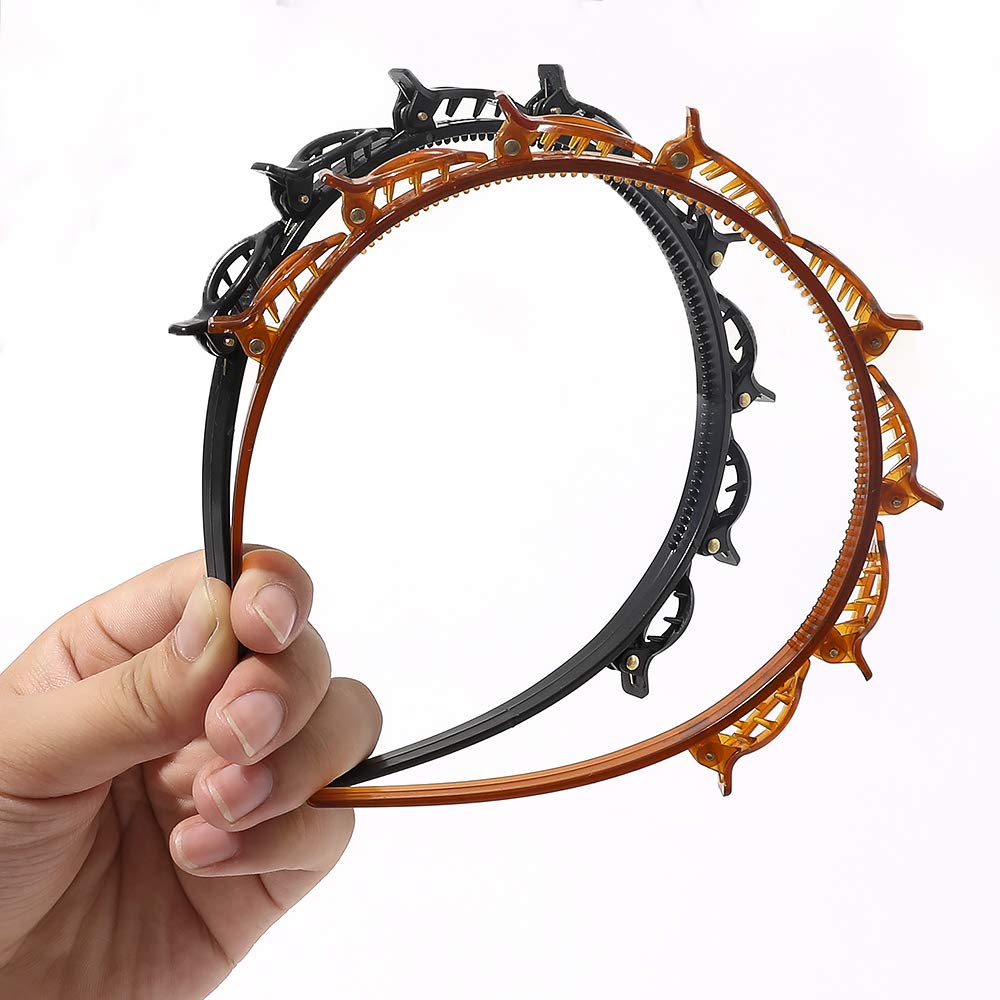 Headbands with Hair Clips for Women and Girls - Headband with Double Layer Twist, Hairstyle